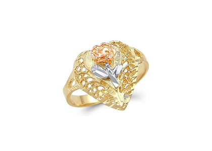 Three Tone Plated Filigree Ring